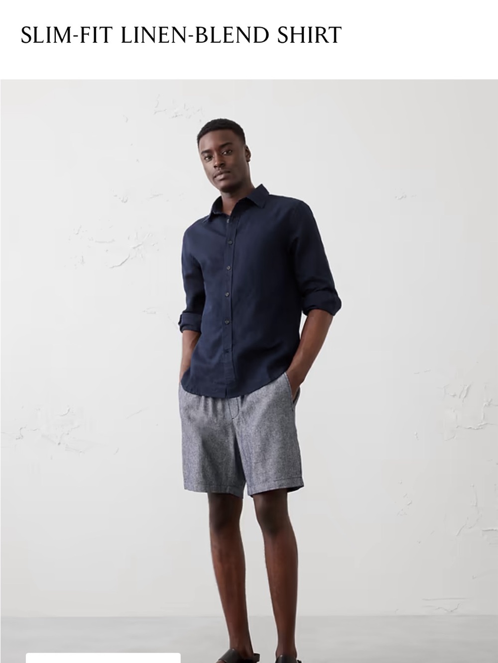 Banana Republic Men's Slim Linen-Blend Shirt in Navy Blue
